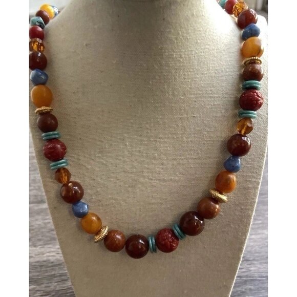 Vintage Liz Claiborne Necklace LCI Beaded Inch Multi Color Signed Sz 28” - Picture 2 of 11
